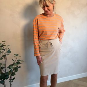 Azzurro streep top beige/oranje