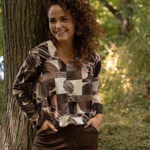 Fos Didi blouson geo grid bruin