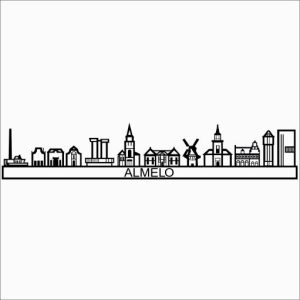 Skyline Almelo sticker zwart.