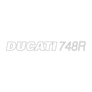 Witte DUCATI 748R sticker 6cm x 0.7cm