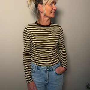 Azzuro top streep geel bruin onesize